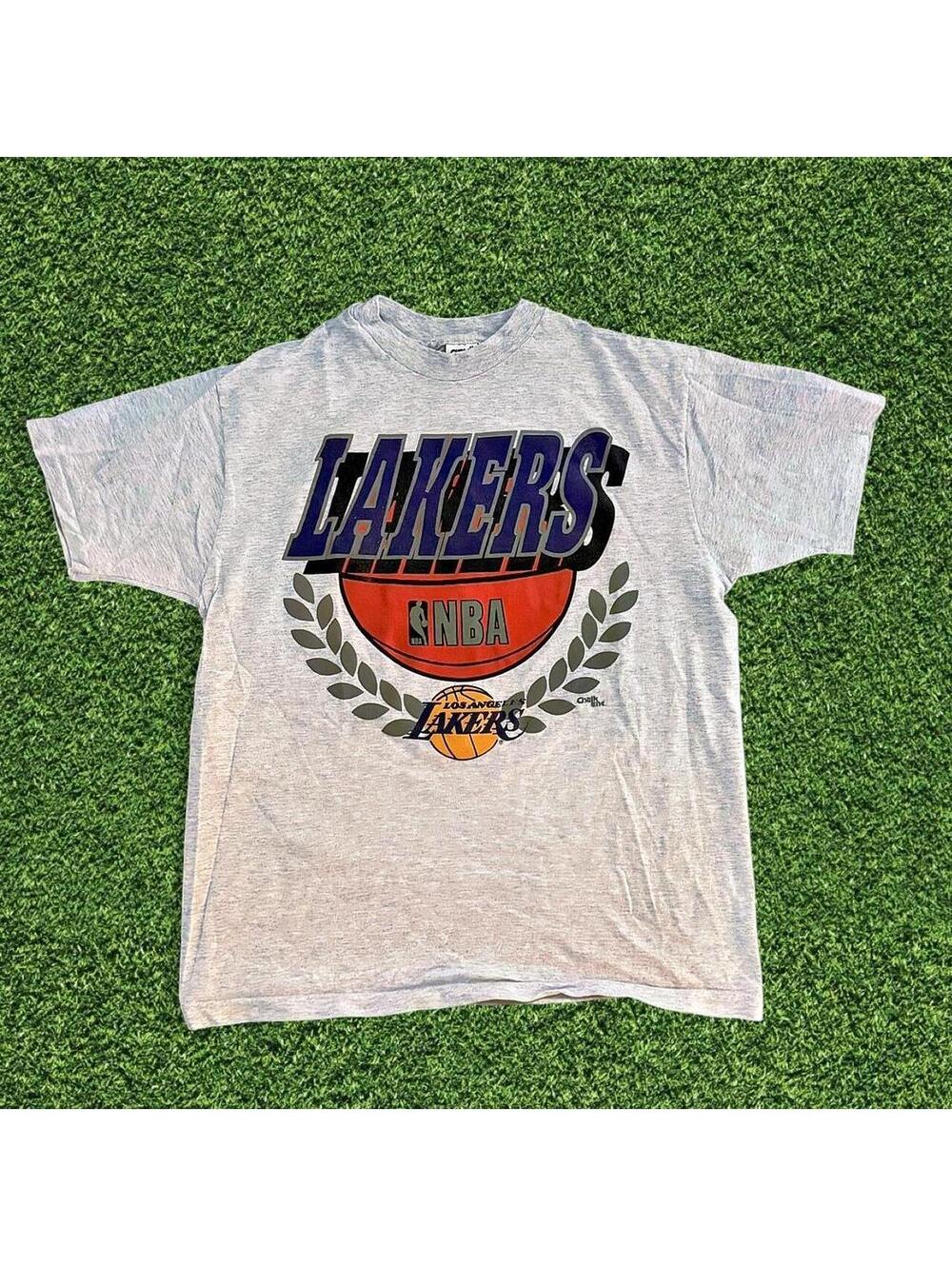 90s LA Lakers Chalk Line Single Stitch Made USA T-Shirt Fits M/L